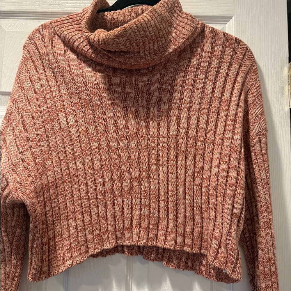 Forever 21 Ribbed Cowl Neck Sweater - Rust